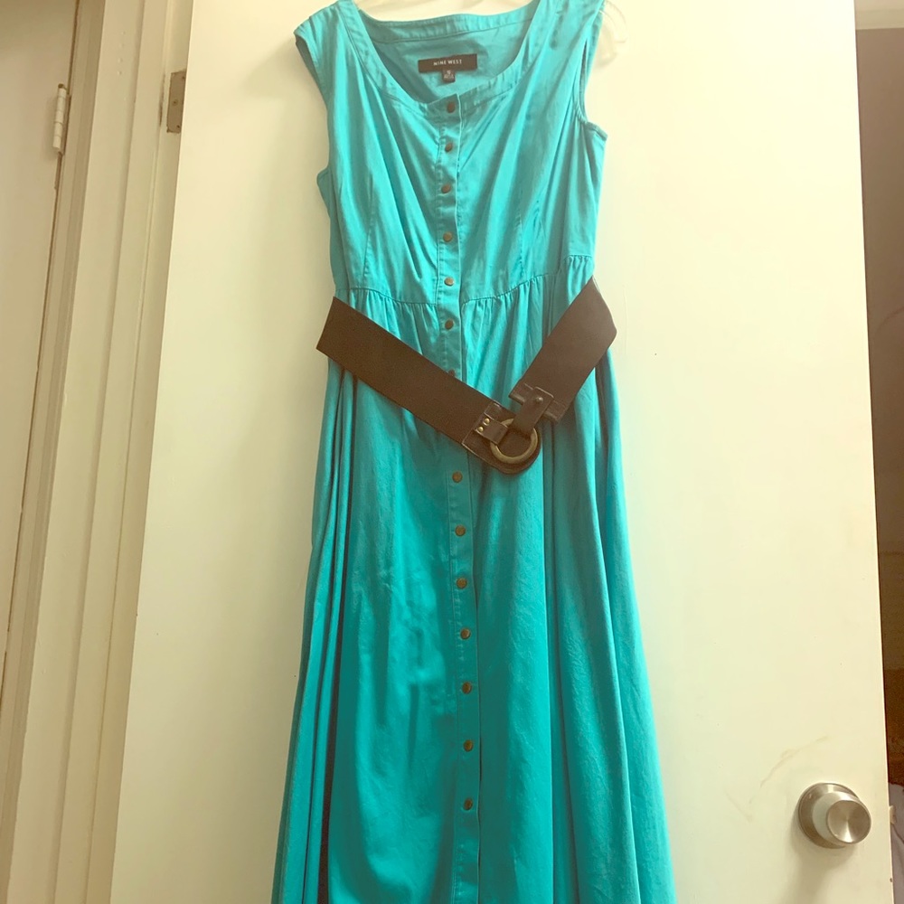 Teal blue dress with side pockets